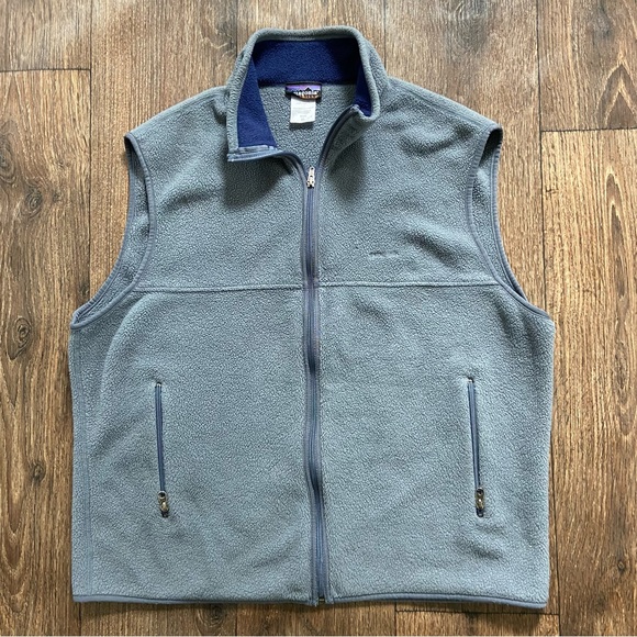 Patagonia Other - Vintage Patagonia Synchilla spellout fleece blue gray outdoor vest mens XL READ